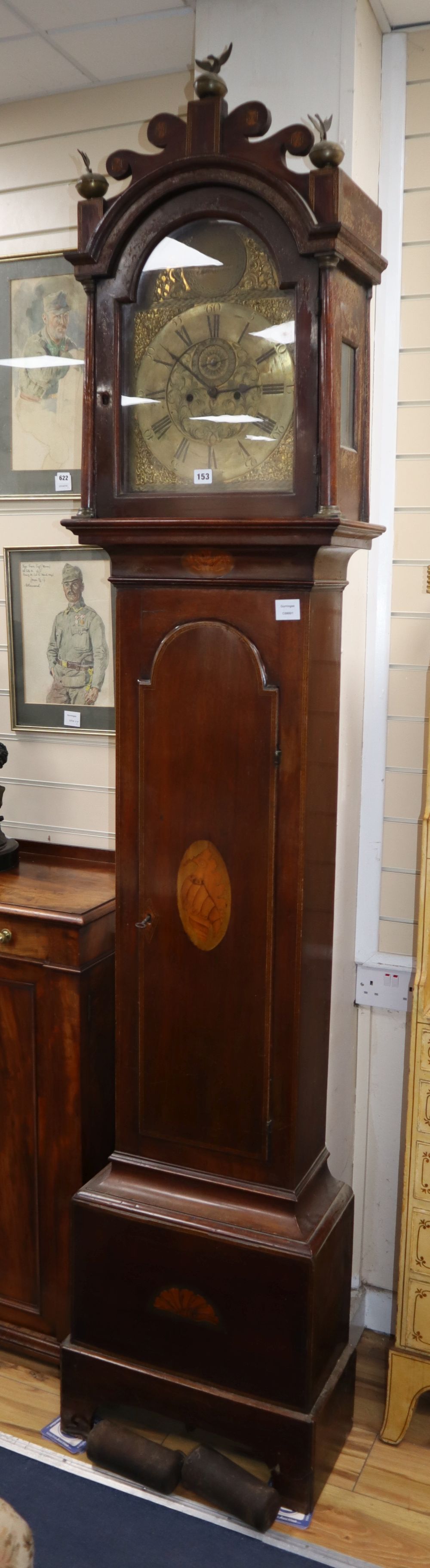 A George III inlaid mahogany longcase clock, Stuart Watts, Boston, H.240cm